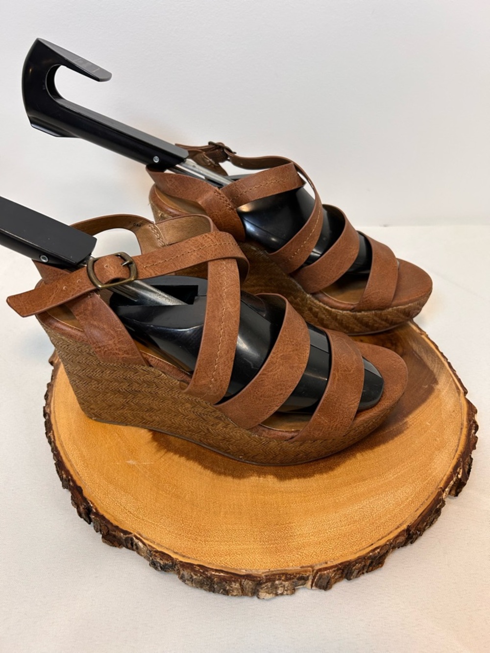 Altar’d State Brown Strappy Wedge Sandals Espadrille Women’s Size 7.5